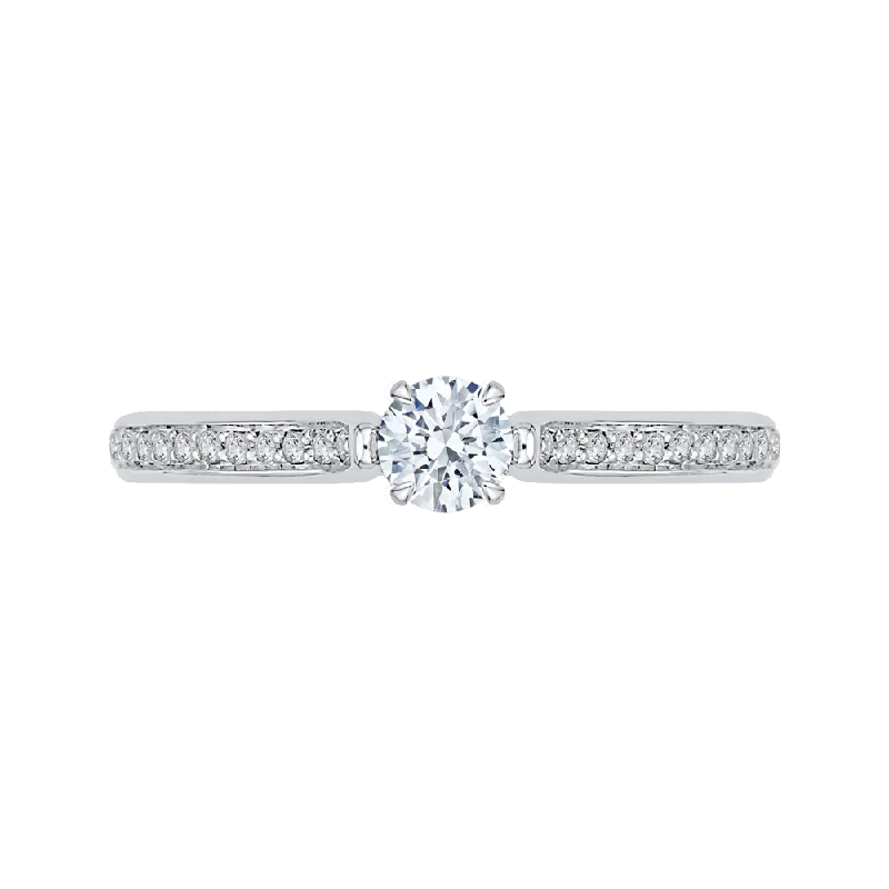 14K White Gold Round Cut Diamond Engagement Ring