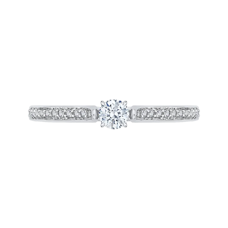 14K White Gold Round Cut Diamond Engagement Ring