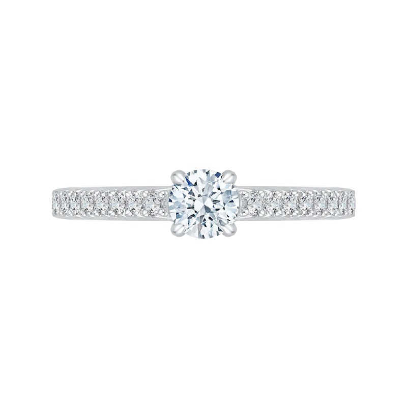 14K White Gold Round Cut Diamond Engagement Ring