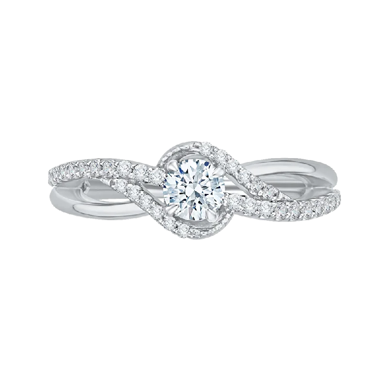 14K White Gold Round Cut Diamond Engagement Ring