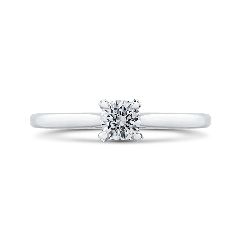 14K White Gold Round Cut Diamond Engagement Ring