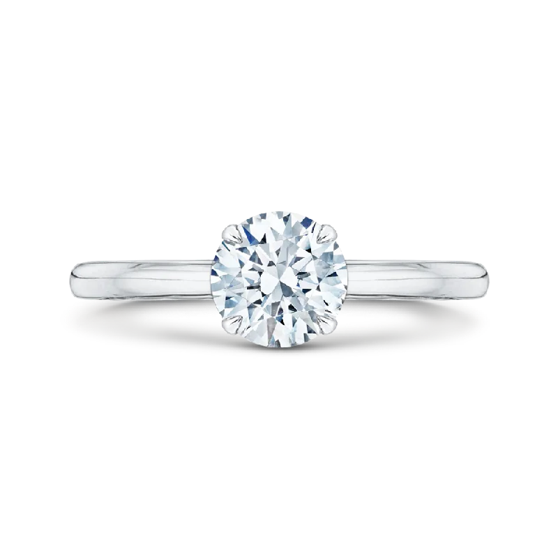 14K White Gold Round Cut Diamond Solitaire Engagement Ring (Semi Mount)