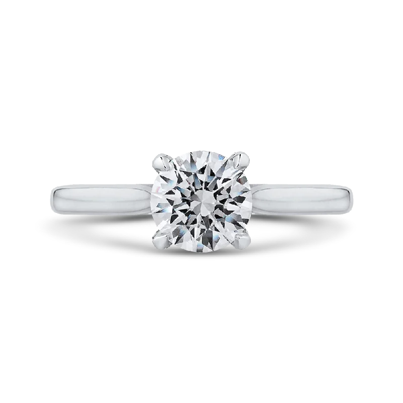 14K White Gold Round Diamond Classic Engagement Ring (Semi Mount)