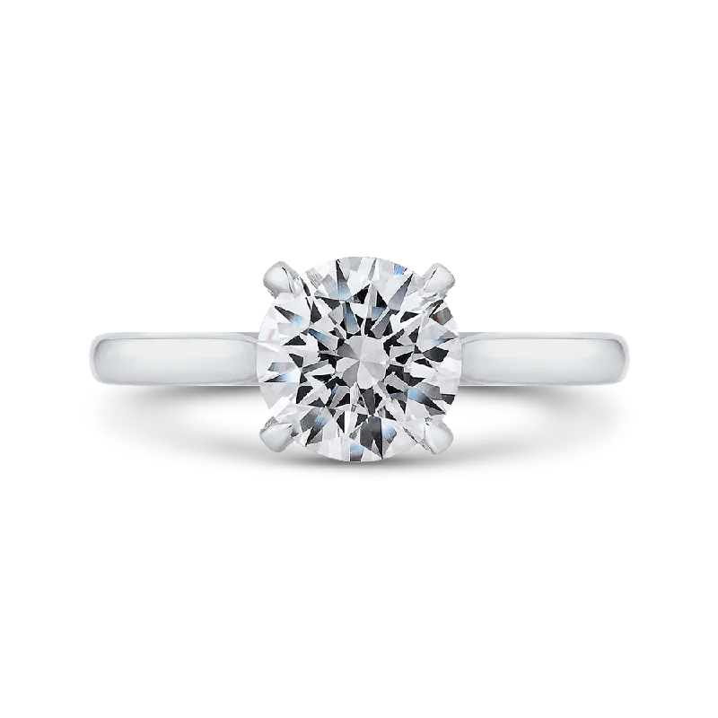 14K White Gold Round Diamond Classic Engagement Ring (Semi Mount)