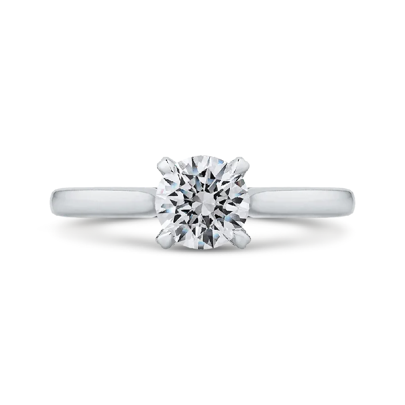 14K White Gold Round Diamond Classic Engagement Ring (Semi Mount)