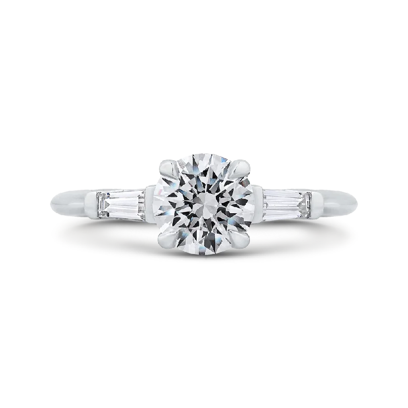 14K White Gold Round Diamond Classic Engagement Ring (Semi Mount)