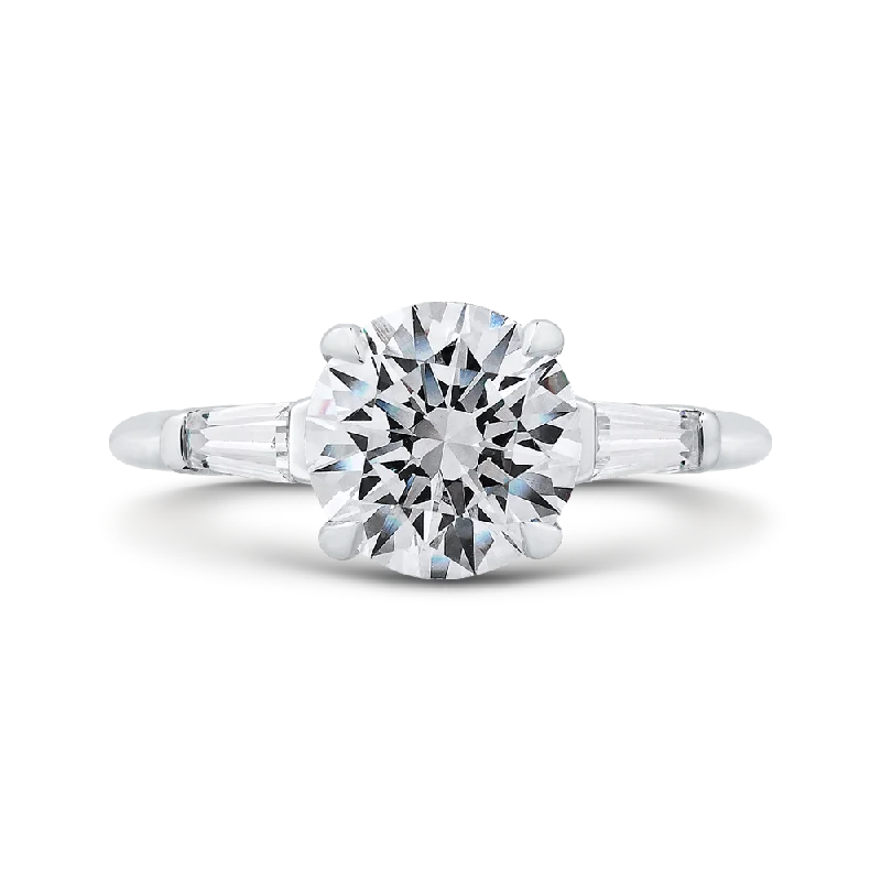 14K White Gold Round Diamond Classic Engagement Ring (Semi Mount)