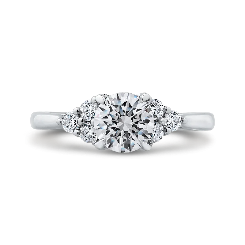 14K White Gold Round Diamond Classic Engagement Ring (Semi Mount)