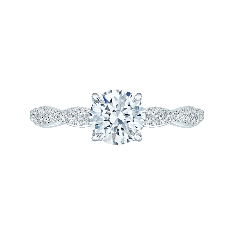 14K White Gold Round Diamond Engagement Ring (Semi Mount)