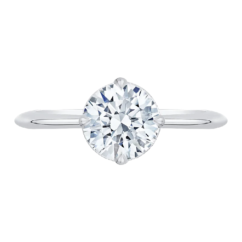 14K White Gold Round Diamond Engagement Ring (Semi Mount)