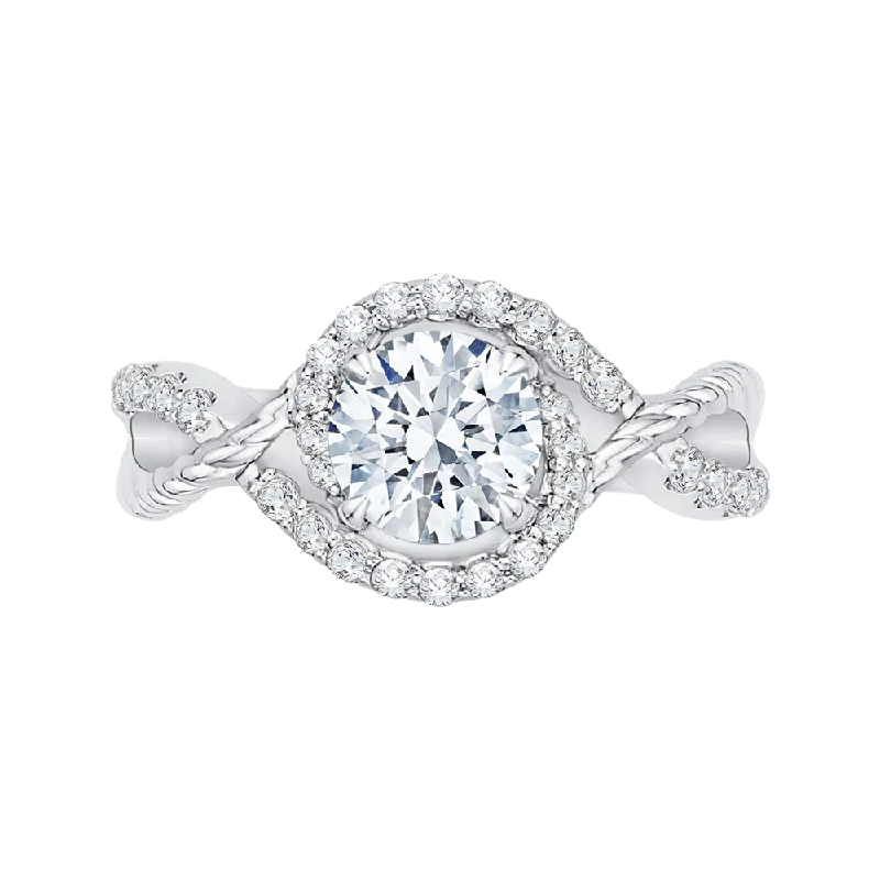 14K White Gold Round Diamond Engagement Ring (Semi Mount)