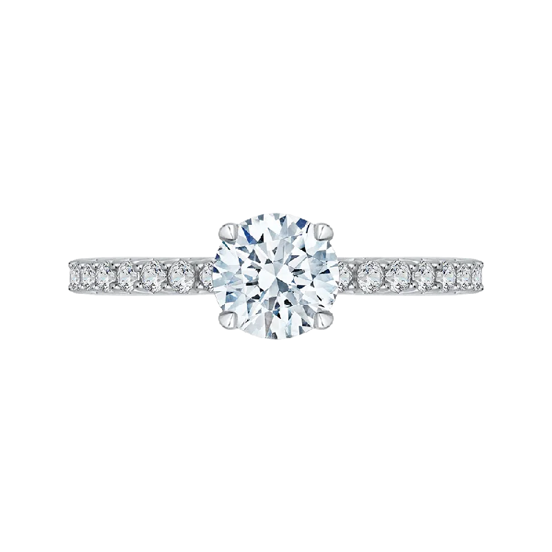 14K White Gold Round Diamond Engagement Ring (Semi Mount)