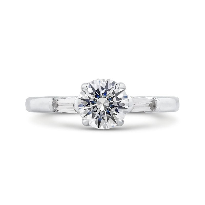 14K White Gold Round Diamond Engagement Ring (Semi Mount)