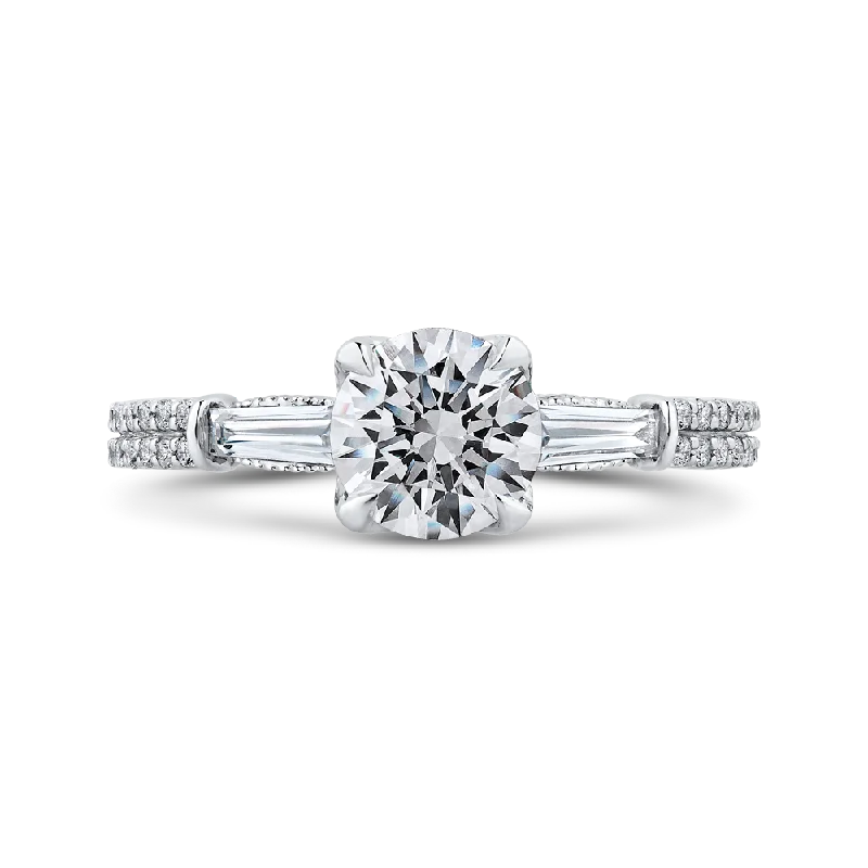 14K White Gold Round Diamond Engagement Ring (Semi Mount)