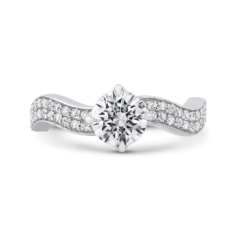 14K White Gold Round Diamond Engagement Ring (Semi Mount)