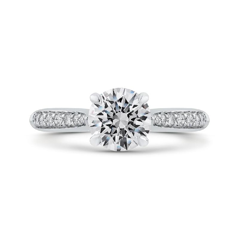 14K White Gold Round Diamond Engagement Ring (Semi Mount)