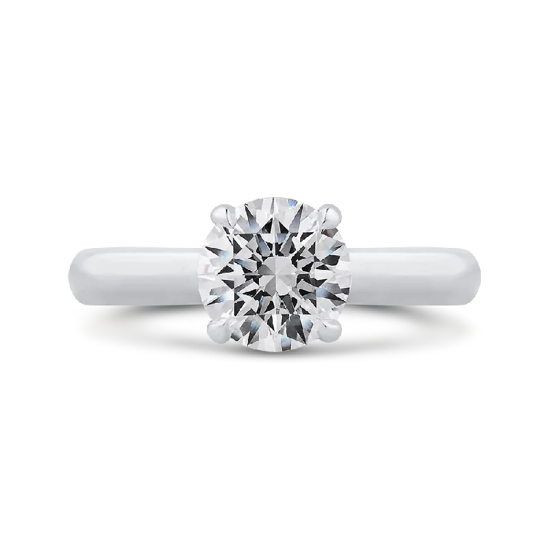 14K White Gold Round Diamond Engagement Ring (Semi Mount)