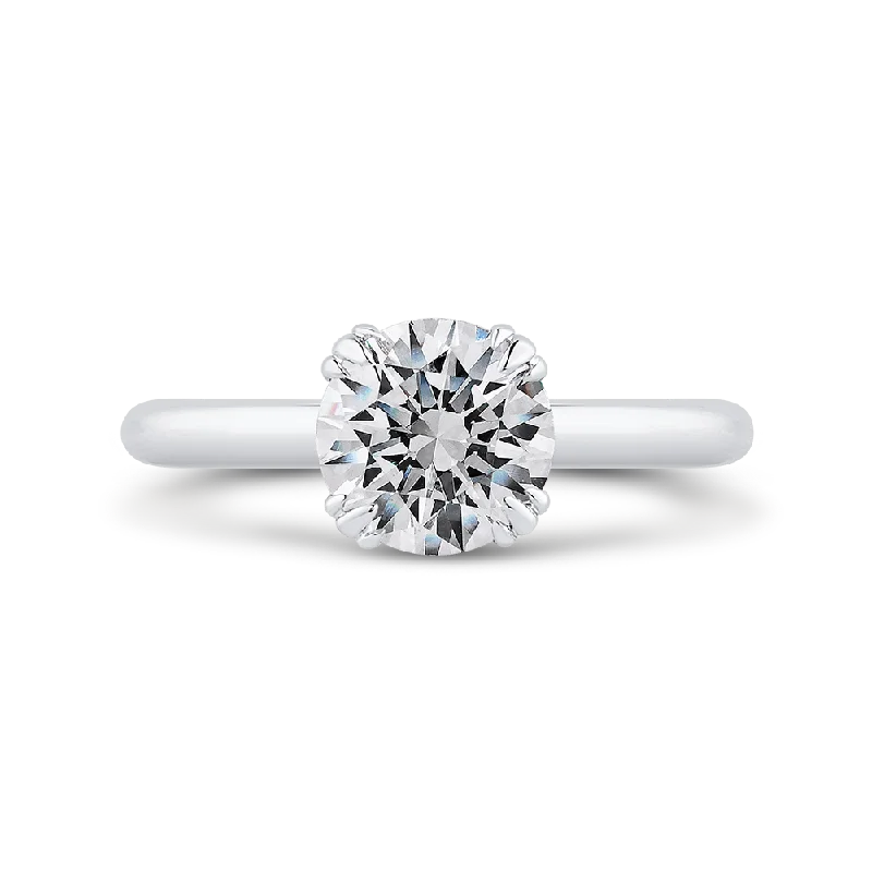 14K White Gold Round Diamond Engagement Ring (Semi Mount)