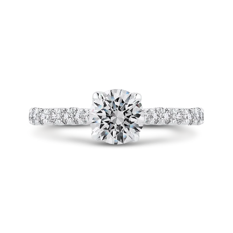 14K White Gold Round Diamond Engagement Ring (Semi Mount)