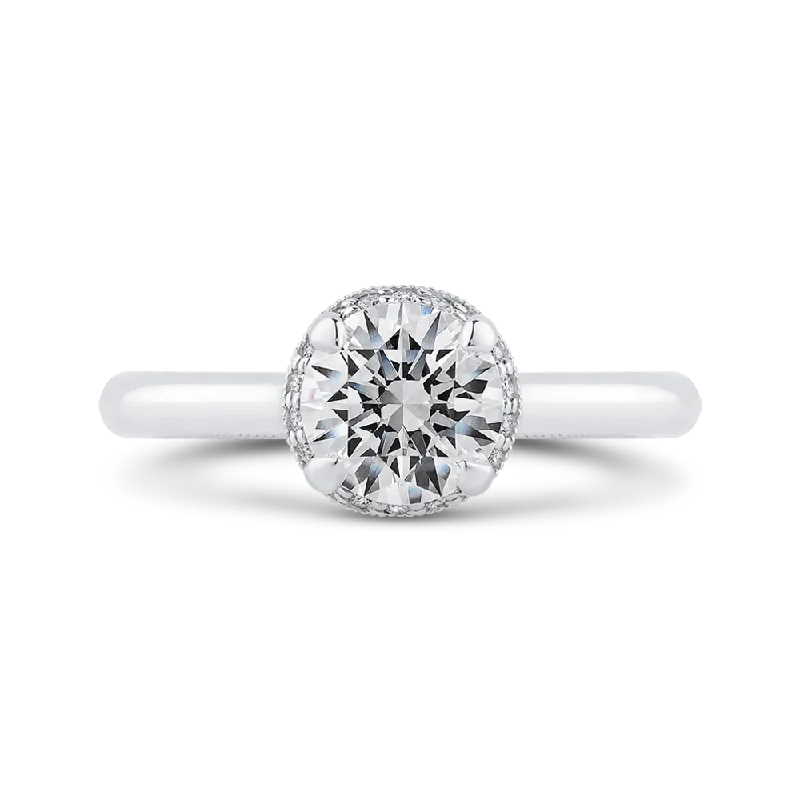 14K White Gold Round Diamond Engagement Ring (Semi Mount)