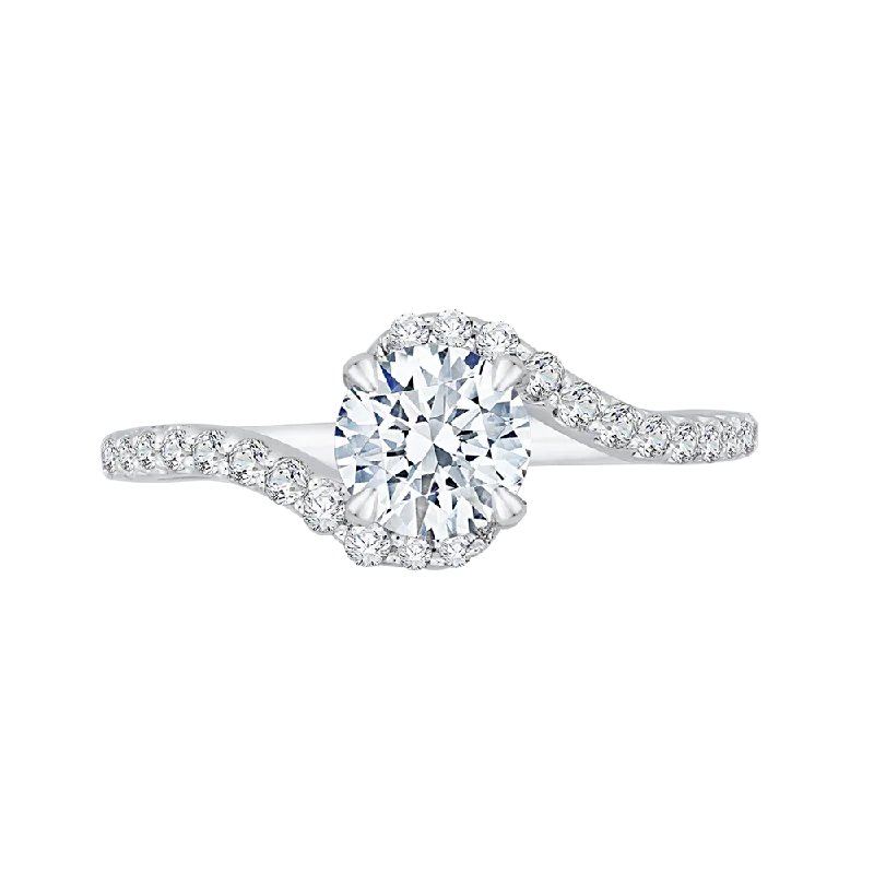 14K White Gold Round Diamond Promise Engagement Ring (Semi Mount)