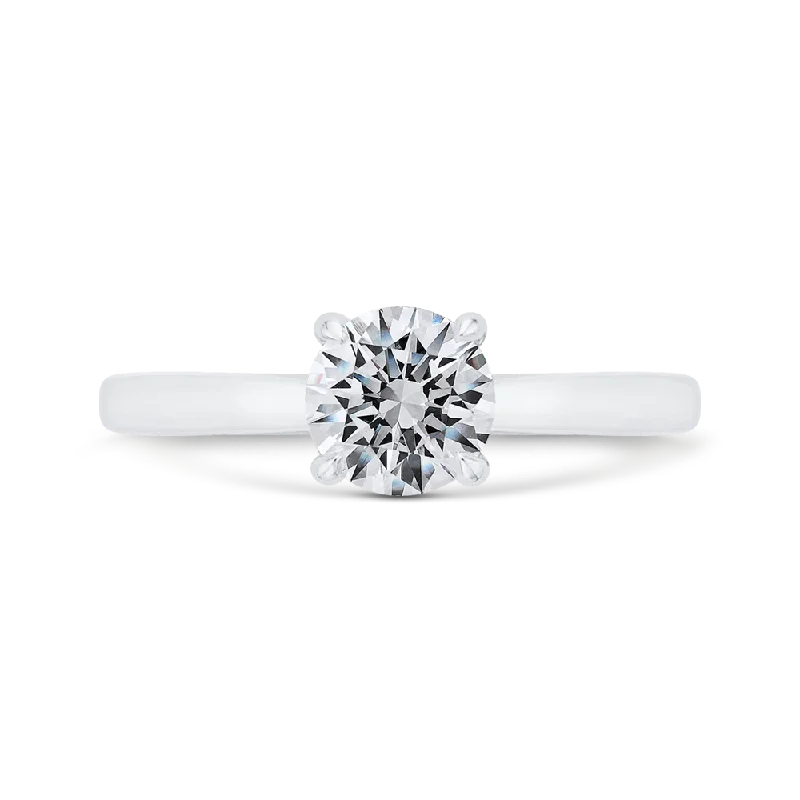 14K White Gold Solitaire Engagement Ring with Euro Shank (Semi-Mount)