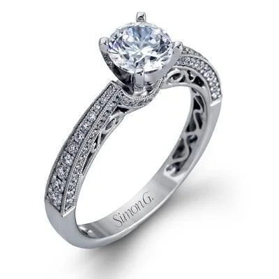 White Gold Engagement Ring. Featuring A Signature Created Lab Grown Center Diamond And Earth Mined Accent Diamonds.