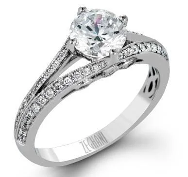 White Gold Engagement Ring. Featuring A Signature Created Lab Grown Center Diamond And Earth Mined Accent Diamonds