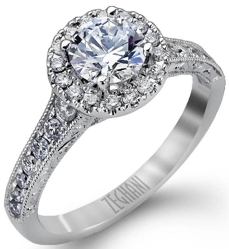 White Gold Engagement Ring. Featuring A Signature Created Lab Grown Center Diamond And Earth Mined Accent Diamonds.