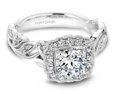 White Gold Engagement Ring. Featuring A Signature Created Lab Grown Center Diamond And Earth Mined Accent Diamonds.