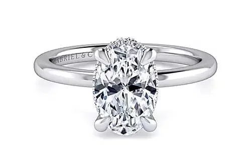 White Gold Engagement Ring. Featuring A Signature Created Lab Grown Center Diamond And Earth Mined Accent Diamonds.