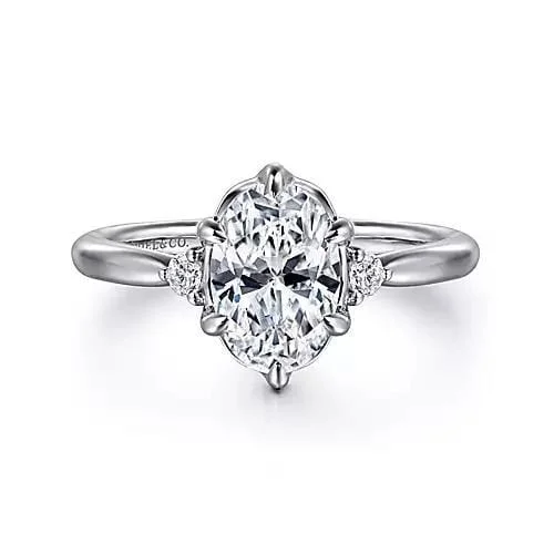 White Gold Engagement Ring. Featuring A Signature Created Lab Grown Center Diamond And Earth Mined Accent Diamonds