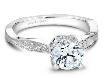 White Gold Engagement Ring. Featuring A Signature Created Lab Grown Center Diamond And Earth Mined Accent Diamonds.