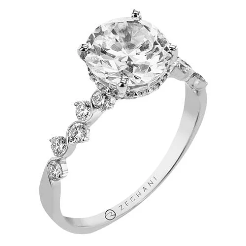 White Gold Engagement Ring. Featuring A Signature Created Lab Grown Center Diamond And Earth Mined Accent Diamonds.