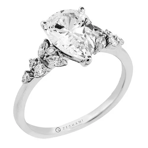 White Gold Engagement Ring. Featuring A Signature Created Lab Grown Center Diamond And Earth Mined Accent Diamonds.