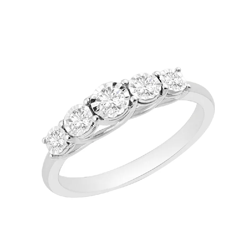 9ct White Gold Five Stone Diamond Engagement Ring