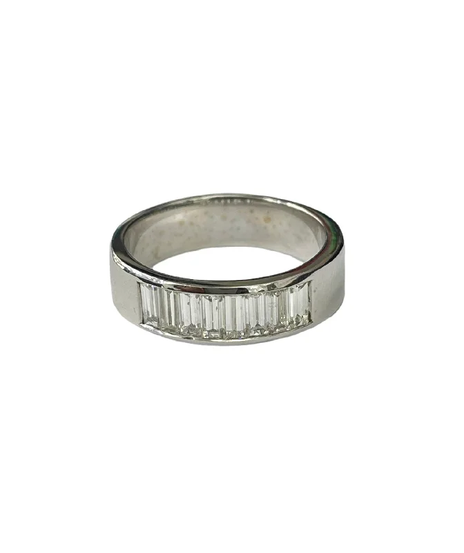 Baguette Natural Diamond Band Ring White Gold 14kt