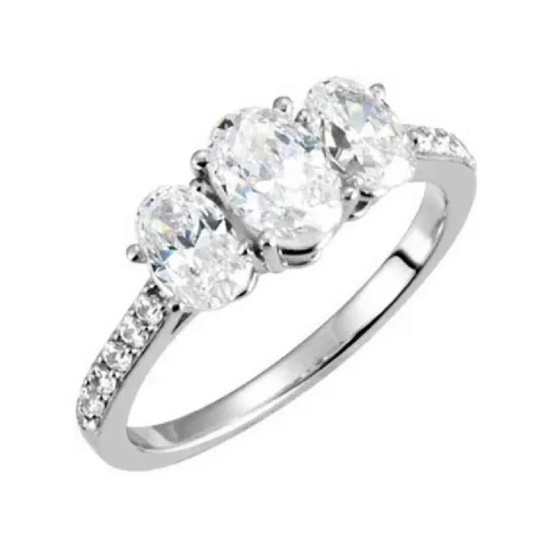 BETH | Women's Diamond Engagement Ring | Trinity Ring | 14K White Gold