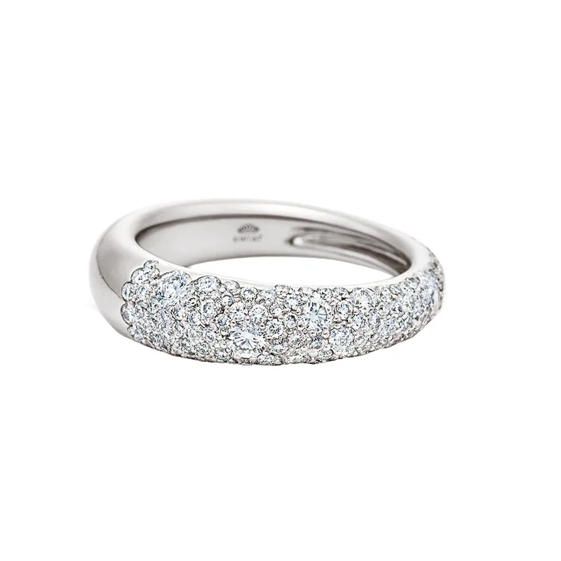 Cobblestone Band Ring with Pavé Diamonds - White Gold