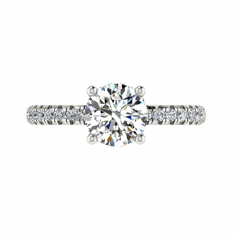 Crown Engagement Ring White Gold Side Diamonds (0.26 ct.tw)