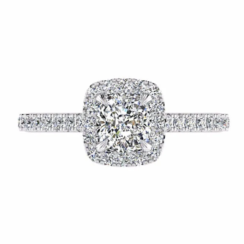 Cushion Halo Diamond Engagement Ring 18K White Gold (0.36 CT. TW)