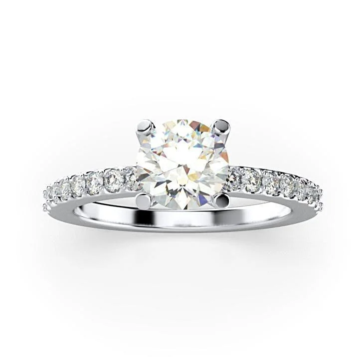 Round Diamond Engagement Ring with Side Stones 18K White Gold (0.26 ct. tw.)