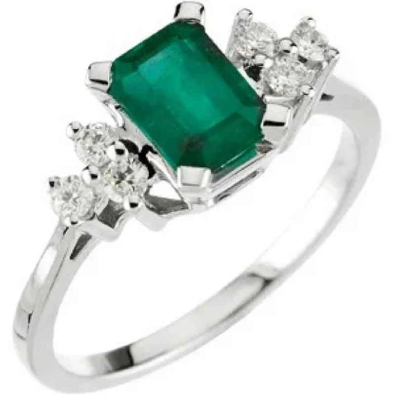 FAITH | Women's Engagement Ring | Emerald | 14K White Gold