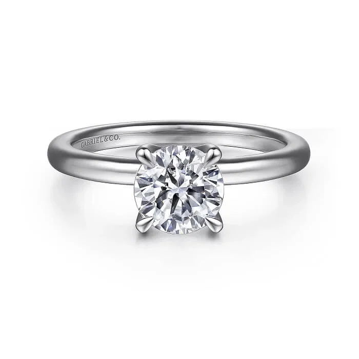 Gabriel 14K White Gold Round Solitaire Diamond Engagement Ring ER15802R4W44JJ