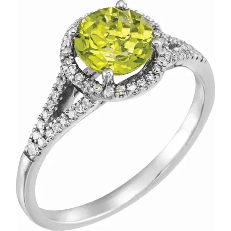 HALEY | Women's 14K White Gold Engagement Ring | Peridot | Lab Created Emerald | Citrine