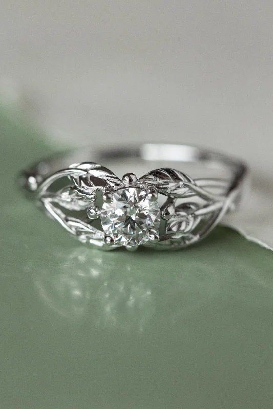 Lab grown diamond branch engagement ring, white gold ring with ethical diamond / Tilia