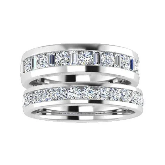 Matching Diamond Wedding Bands 18k White Gold