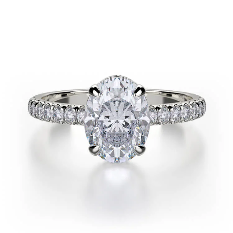 Michael M CROWN 18K White Gold Engagement Ring R715-2