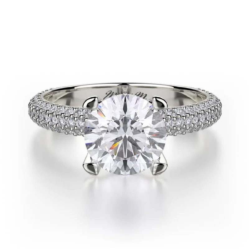 Michael M CROWN 18K White Gold Engagement Ring R702-2