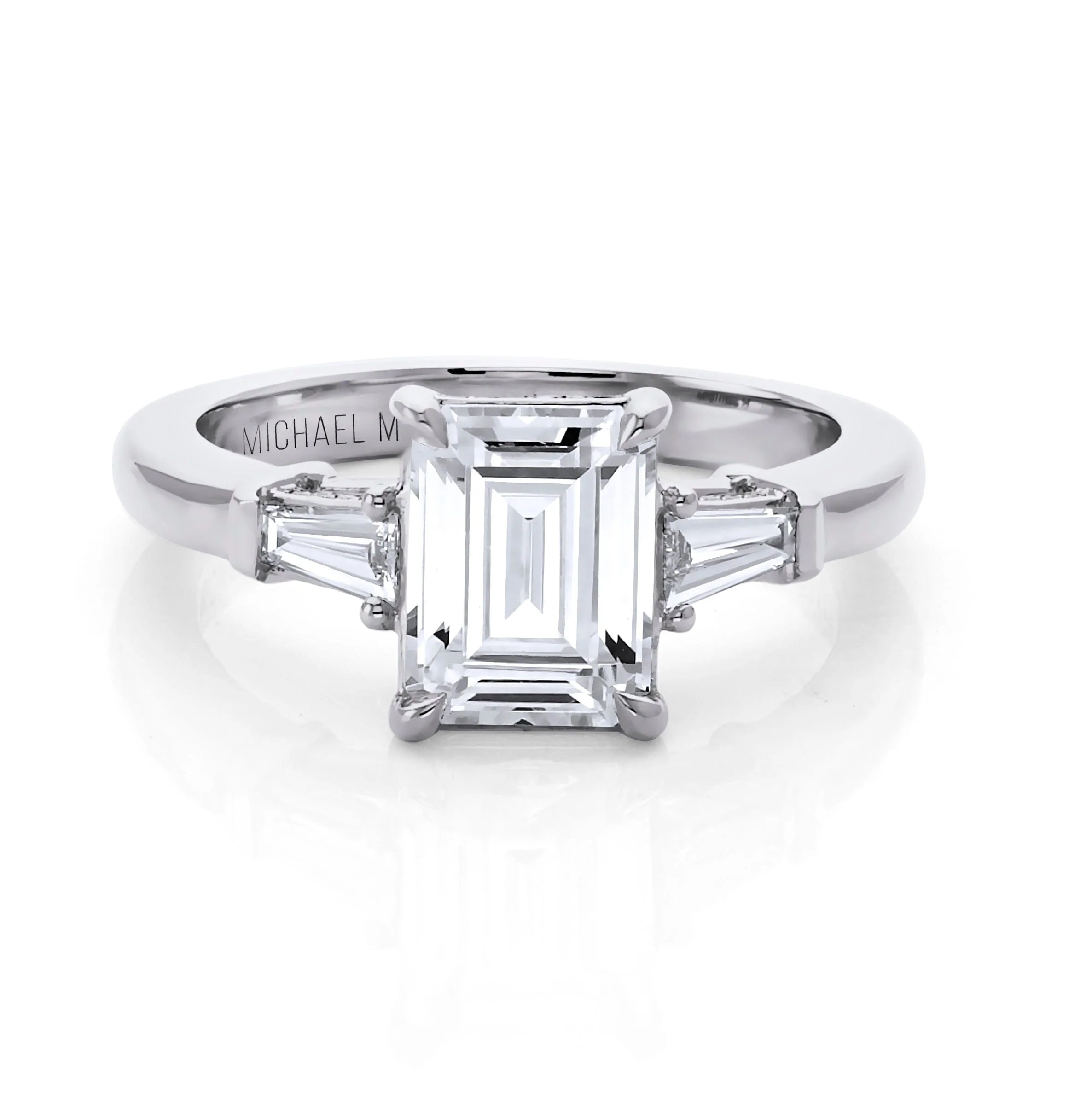 Michael M Trinity 18K White Gold Diamond Engagement Ring R807-2